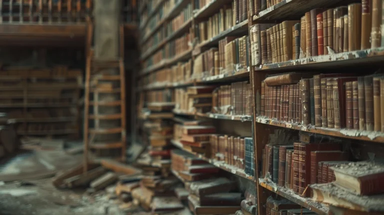 An ancient library study room displaying detailed drawings of numerical codes and geometric structures for strategic planning.