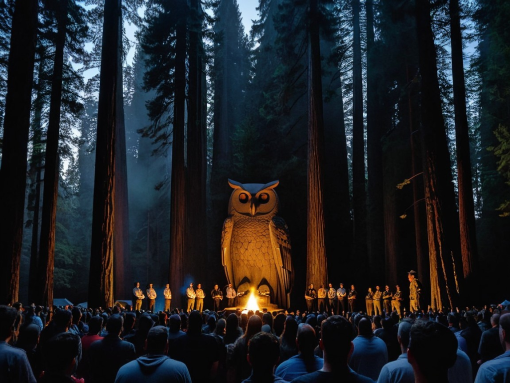  The historic bohemian grove owl statue representing ancient wisdom and strategic focus among high achievers