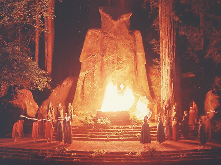 The historic bohemian grove owl statue representing ancient wisdom and strategic focus among high achievers