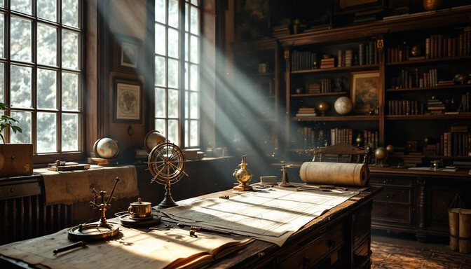 A timeless library where scholars study historical occultism and secret societies to expand understanding.