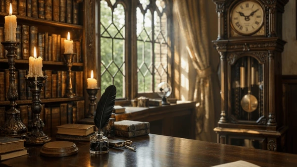 A timeless library where scholars study historical occultism and secret societies to expand understanding.