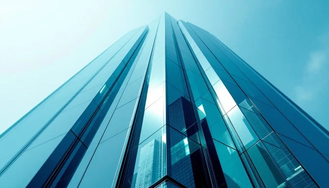 A modern corporate glass building representing the vigilance and vision of the global elite