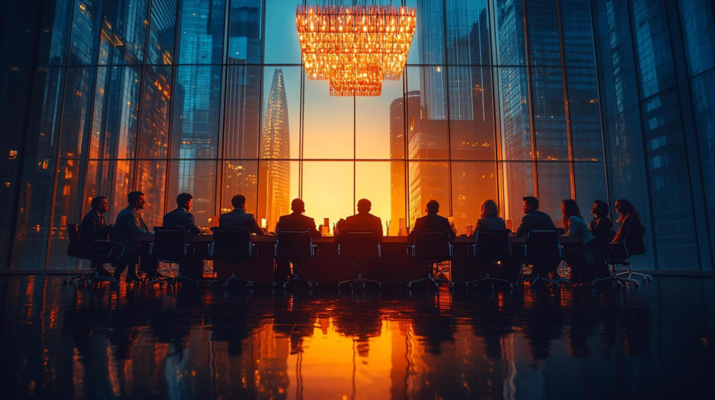 Successful business partners collaborating to secure generational wealth within a professional collective.