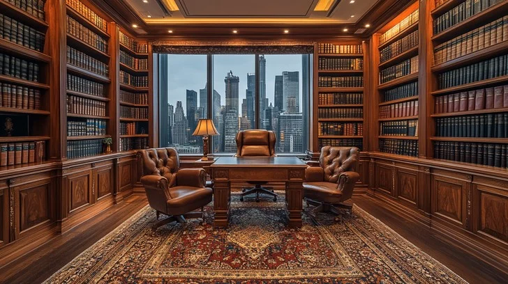 A professional office setting featuring symbols that inspire a high-quality illuminati tattoo design.
