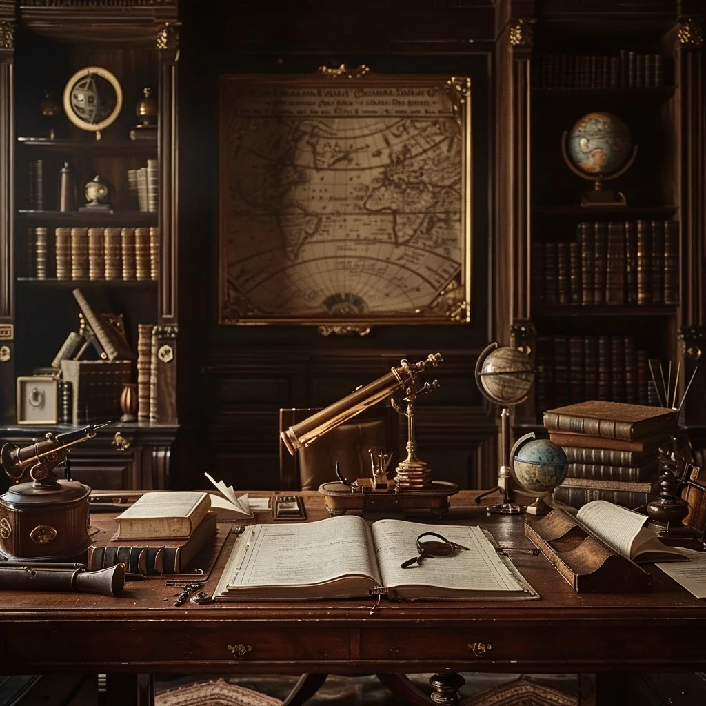 A timeless library where scholars study historical occultism and secret societies to expand understanding.